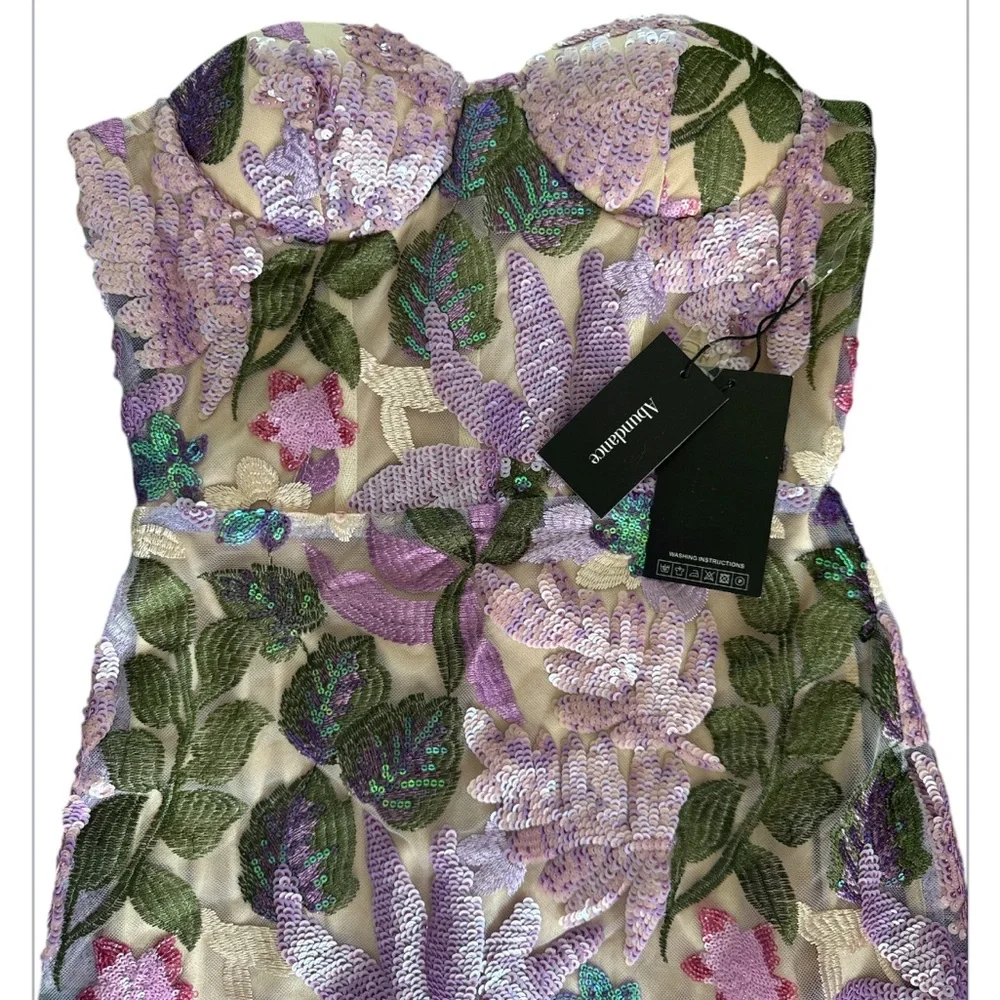 Bella Barnett Eugenia Floral Strapless Mesh Sequined Dress - Picture 8 of 14